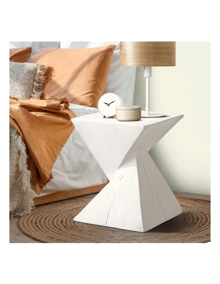 Oikiture Side Table Coffee Bedside End Stool Stand Magnesium Cement White image 5