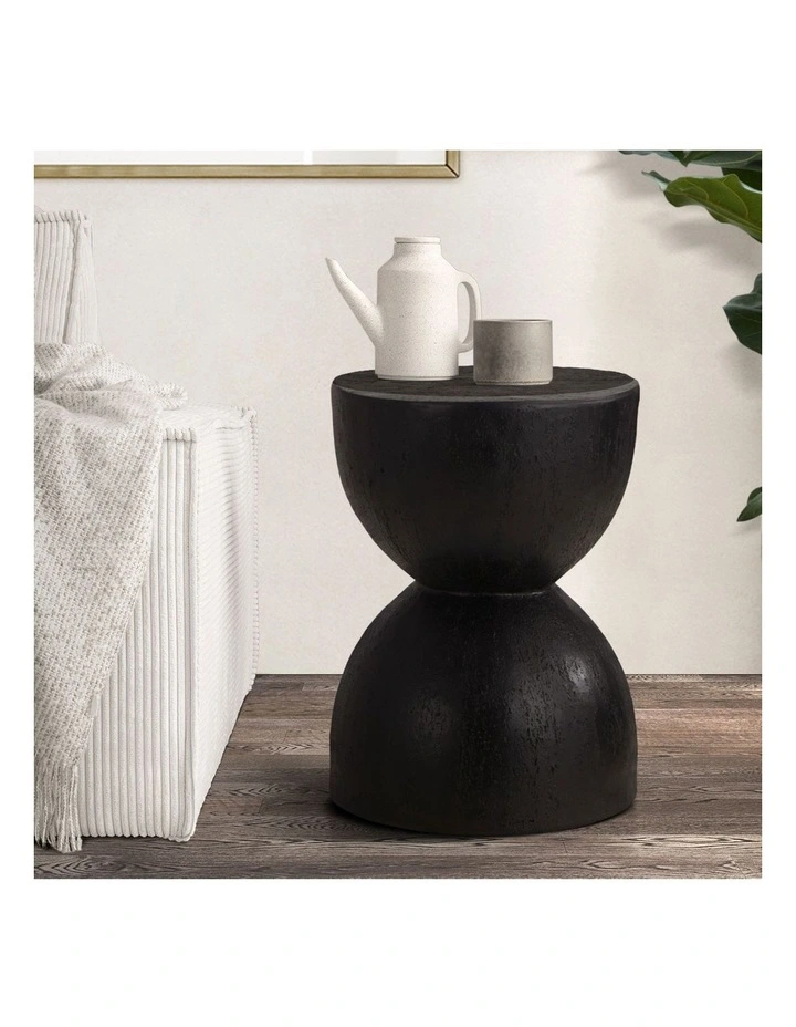 Oikiture Side Table Coffee Bedside End Stool Stand Magnesium Cement Black image 4