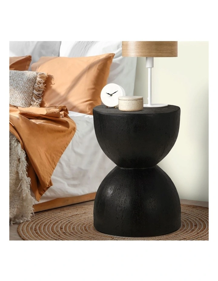 Oikiture Side Table Coffee Bedside End Stool Stand Magnesium Cement Black image 5