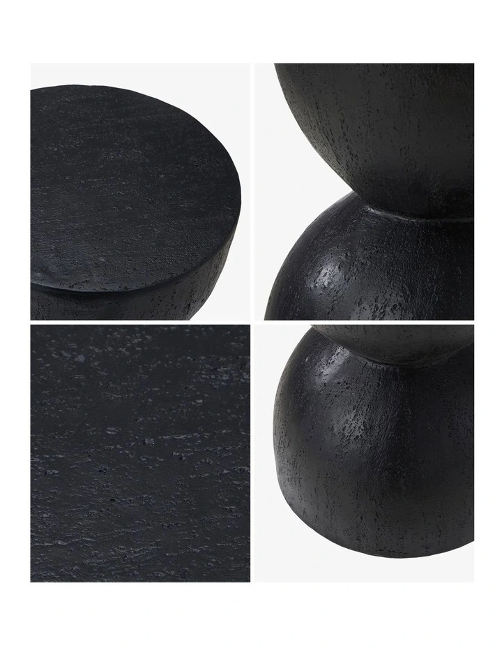 Oikiture Side Table Coffee Bedside End Stool Stand Magnesium Cement Black image 6