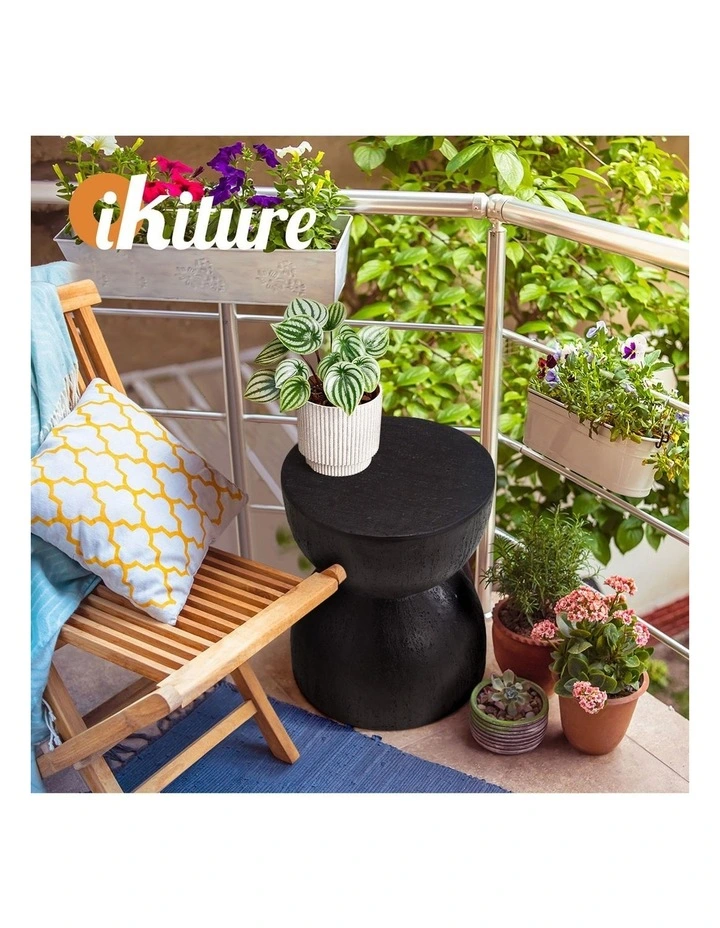 Oikiture Side Table Coffee Bedside End Stool Stand Magnesium Cement Black image 7