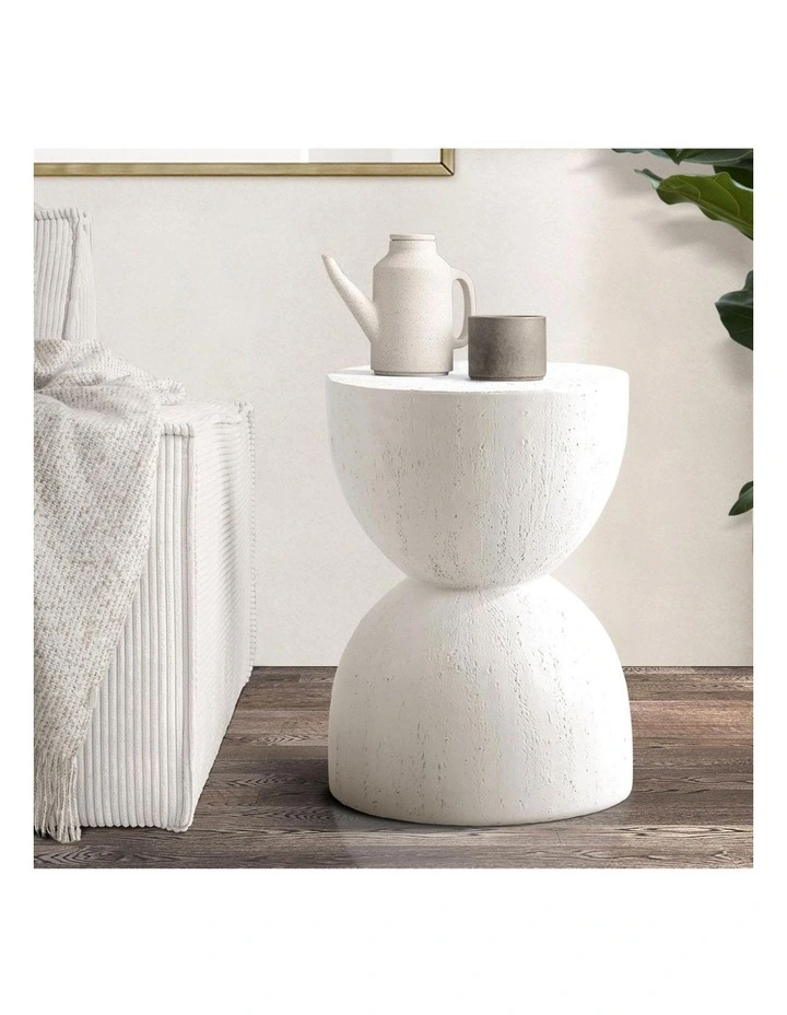 Oikiture Coffee Side Table Bedside End Magnesium Cement Stool Stand image 4