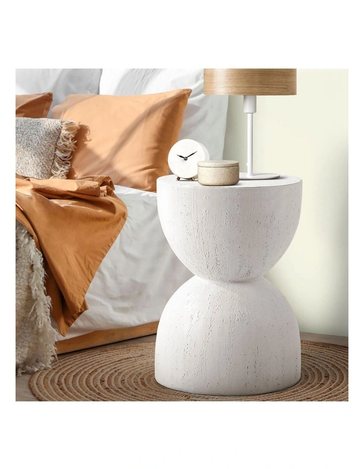 Oikiture Coffee Side Table Bedside End Magnesium Cement Stool Stand image 5