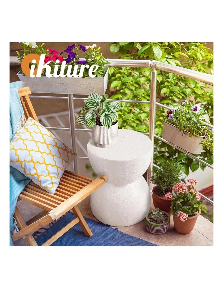 Oikiture Coffee Side Table Bedside End Magnesium Cement Stool Stand image 7