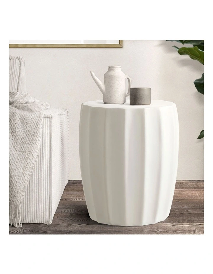 Oikiture Side Table End Stool Coffee Bedside Stand Magnesium Cement image 4