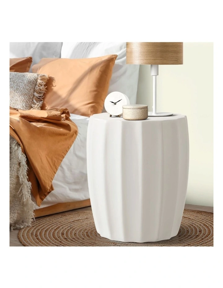 Oikiture Side Table End Stool Coffee Bedside Stand Magnesium Cement image 5