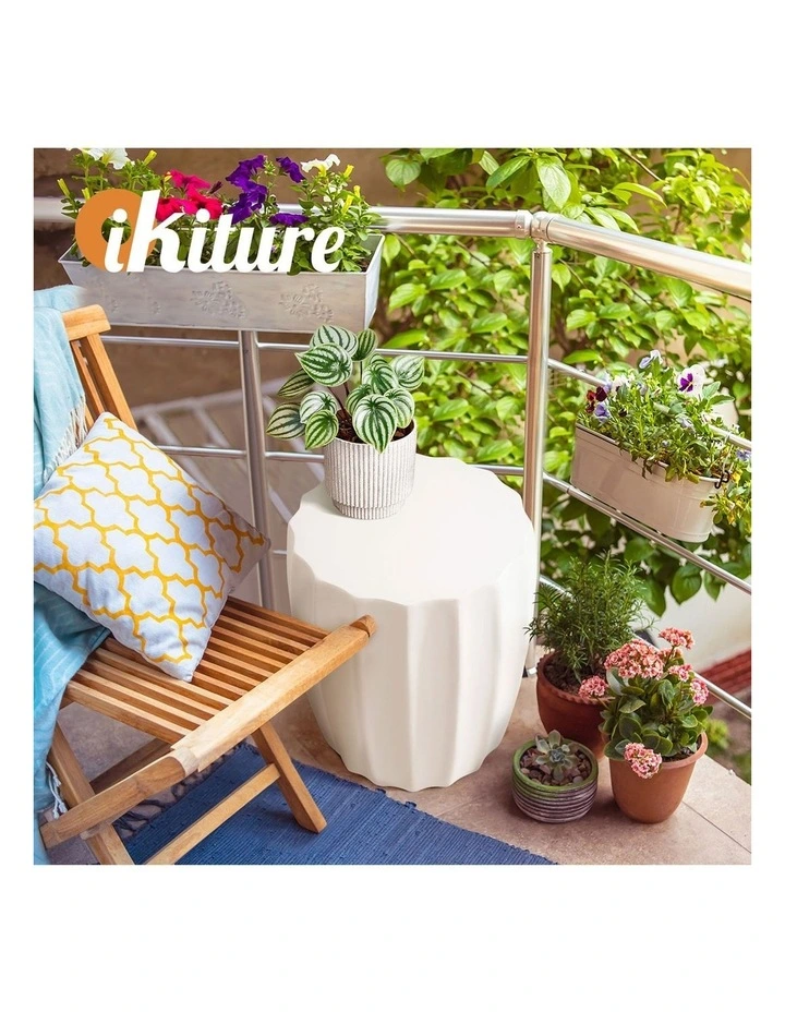 Oikiture Side Table End Stool Coffee Bedside Stand Magnesium Cement image 7