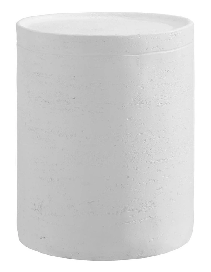 Oikiture Side Table Coffee End Stool Bedside Stand Magnesium Cement White image 1