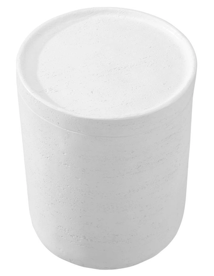 Oikiture Side Table Coffee End Stool Bedside Stand Magnesium Cement White image 2