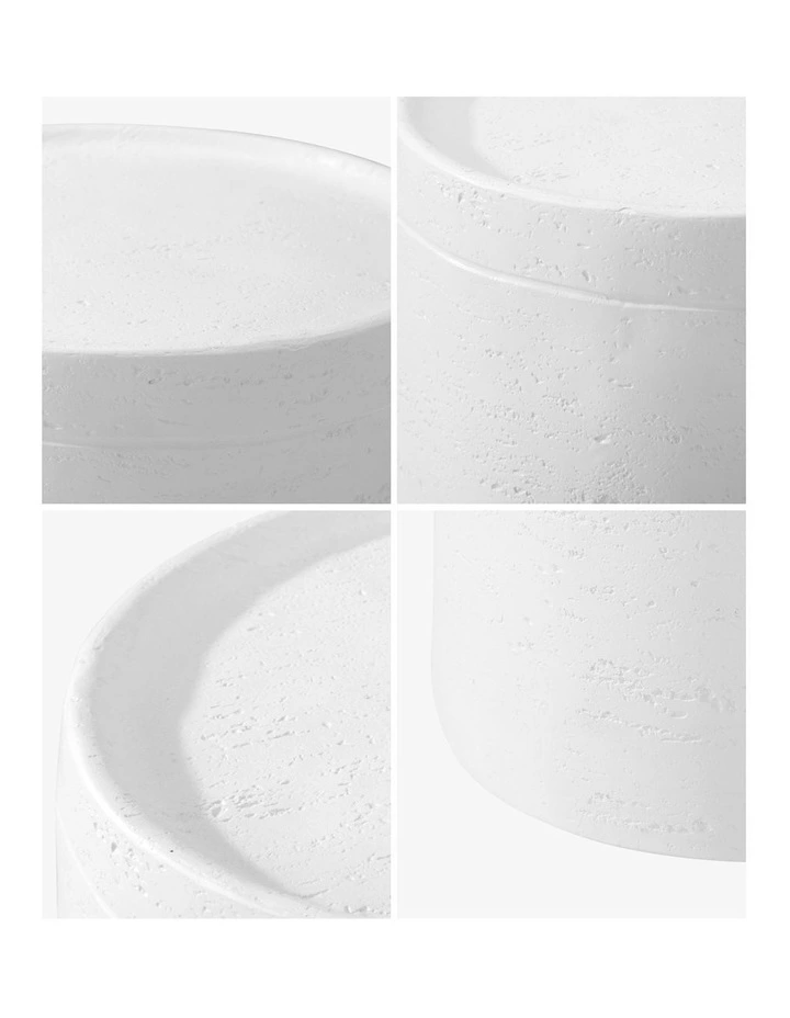 Oikiture Side Table Coffee End Stool Bedside Stand Magnesium Cement White image 6