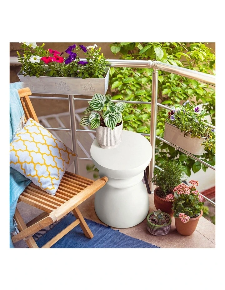 Oikiture Side Table Round Coffee End Stool Bedside Stand Stone Patio Garden image 7