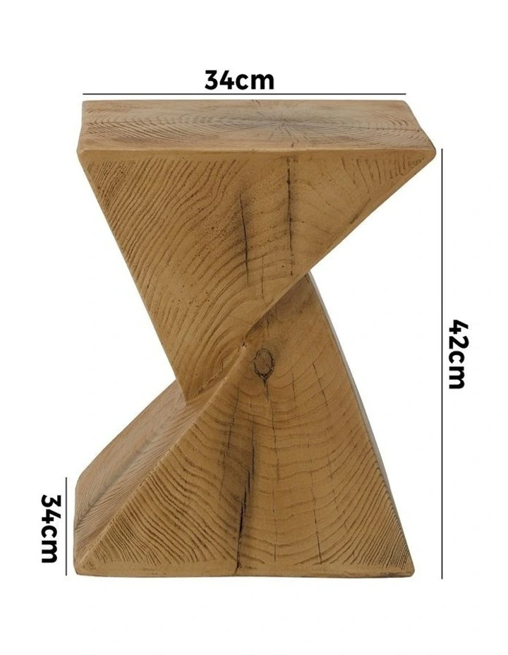Oikiture Side Table Coffee Bedside End Stool Stand Magnesium Cement Natural image 3
