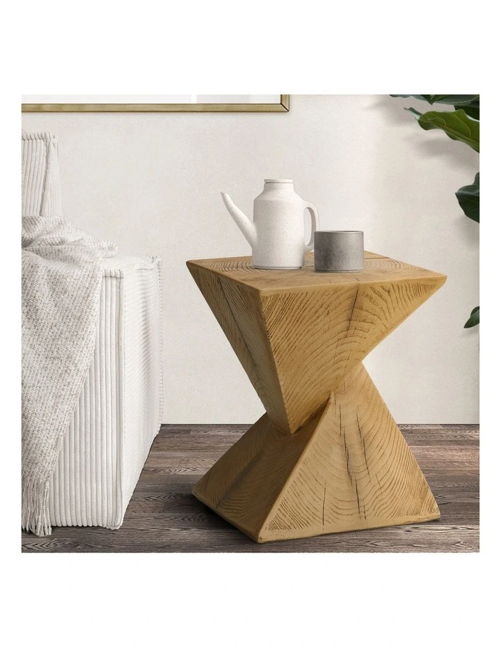 Oikiture Side Table Coffee Bedside End Stool Stand Magnesium Cement Natural image 4