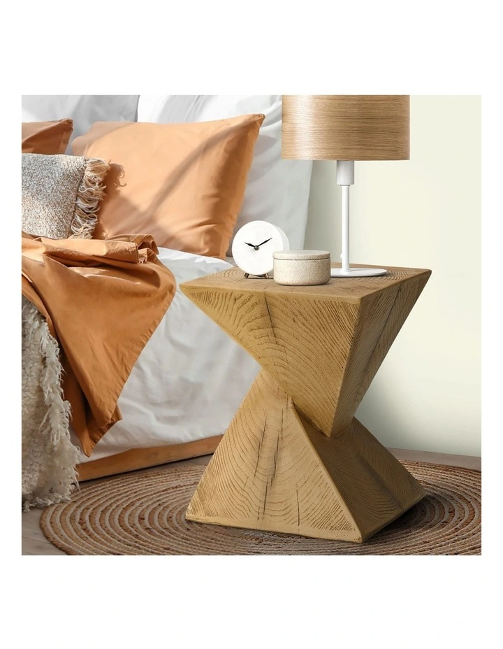 Oikiture Side Table Coffee Bedside End Stool Stand Magnesium Cement Natural image 5
