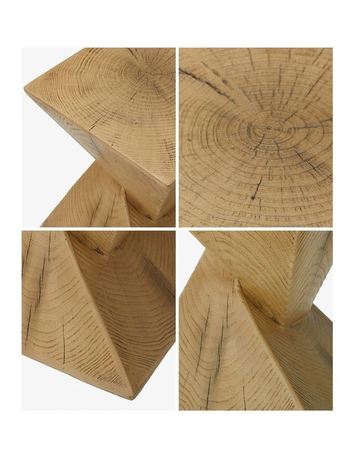 Oikiture Side Table Coffee Bedside End Stool Stand Magnesium Cement Natural image 6