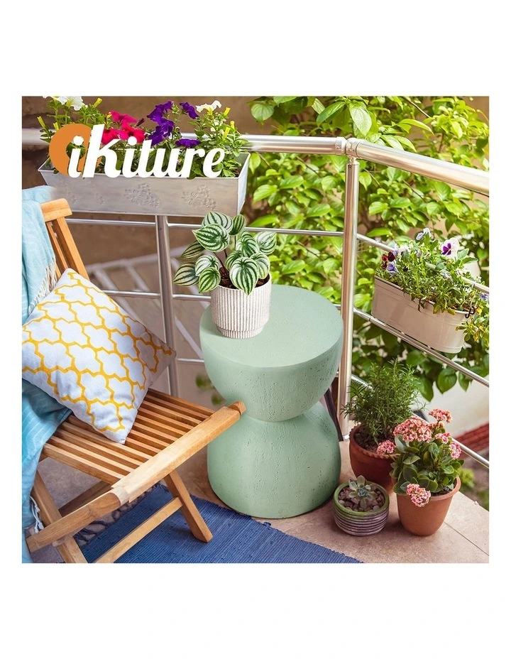 Oikiture Side Table Coffee Bedside End Stool Stand Magnesium Cement Green image 7