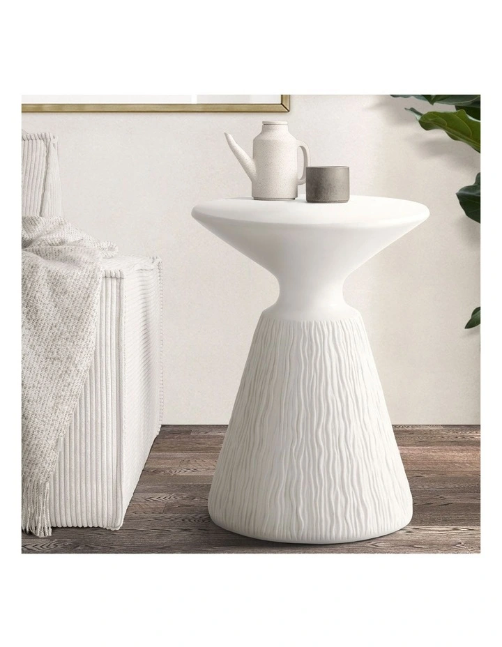 Oikiture Side Table Coffee End Bedside Stool Stand Magnesium Cement image 4