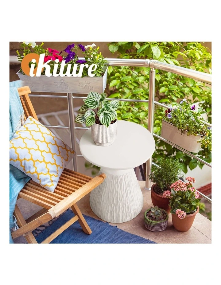 Oikiture Side Table Coffee End Bedside Stool Stand Magnesium Cement image 7