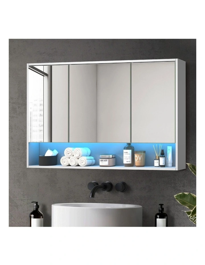 Welba Bathroom Mirror Cabinet LED Light Medicine Shaving Wall Storage 1200x750mm image 4
