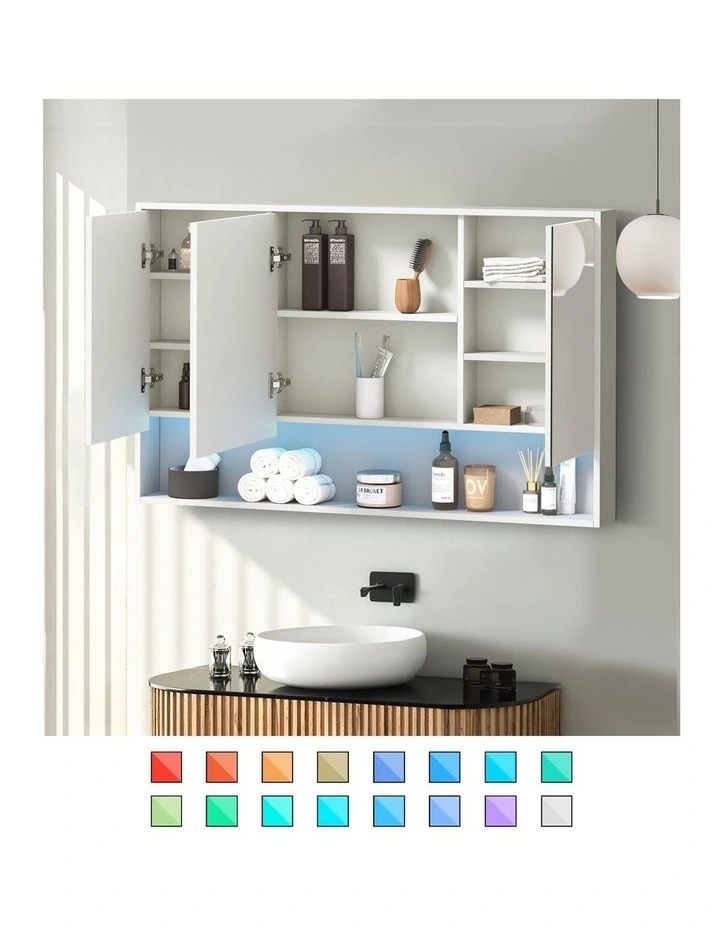 Welba Bathroom Mirror Cabinet LED Light Medicine Shaving Wall Storage 1200x750mm image 5