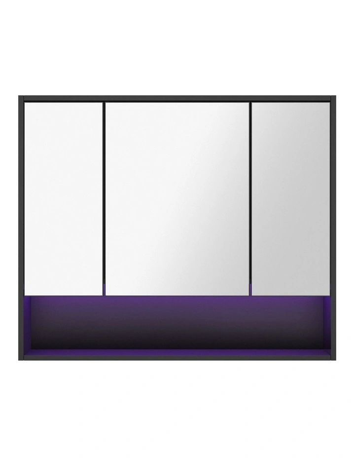 Welba Bathroom Mirror Cabinet LED Medicine Shaving Wall Storage 900x750mm Black image 2