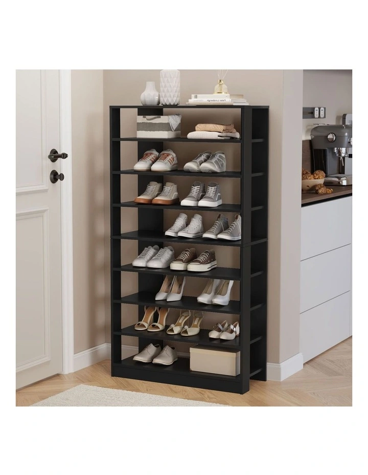 Oikiture Shoe Rack 9 Tiers Shelf Storage Cabinet Organiser 54 Pairs Black image 4