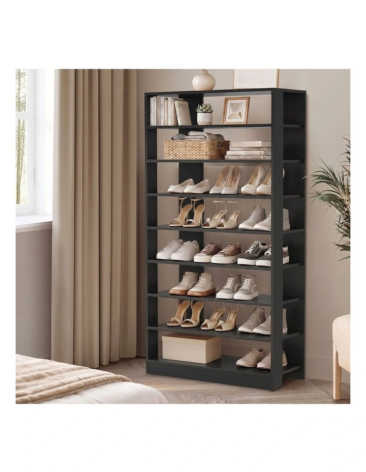 Oikiture Shoe Rack 9 Tiers Shelf Storage Cabinet Organiser 54 Pairs Black image 5