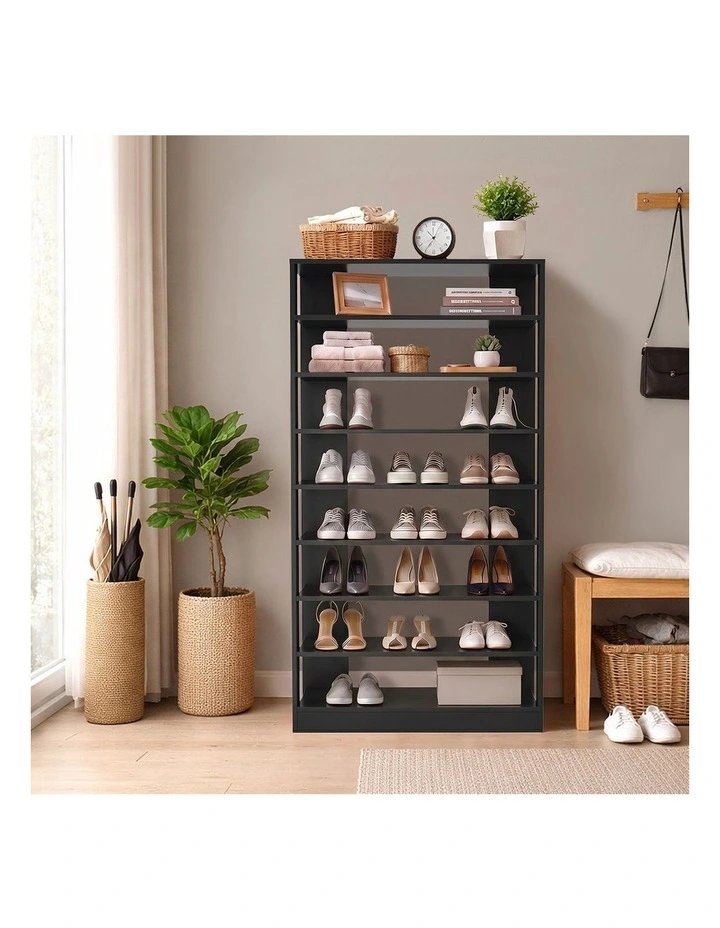 Oikiture Shoe Rack 9 Tiers Shelf Storage Cabinet Organiser 54 Pairs Black image 7