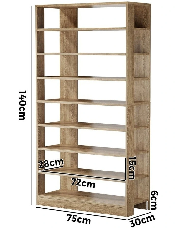Oikiture Shoe Rack 9 Tiers Shelf Storage Cabinet Organiser 54 Pairs Natural image 3