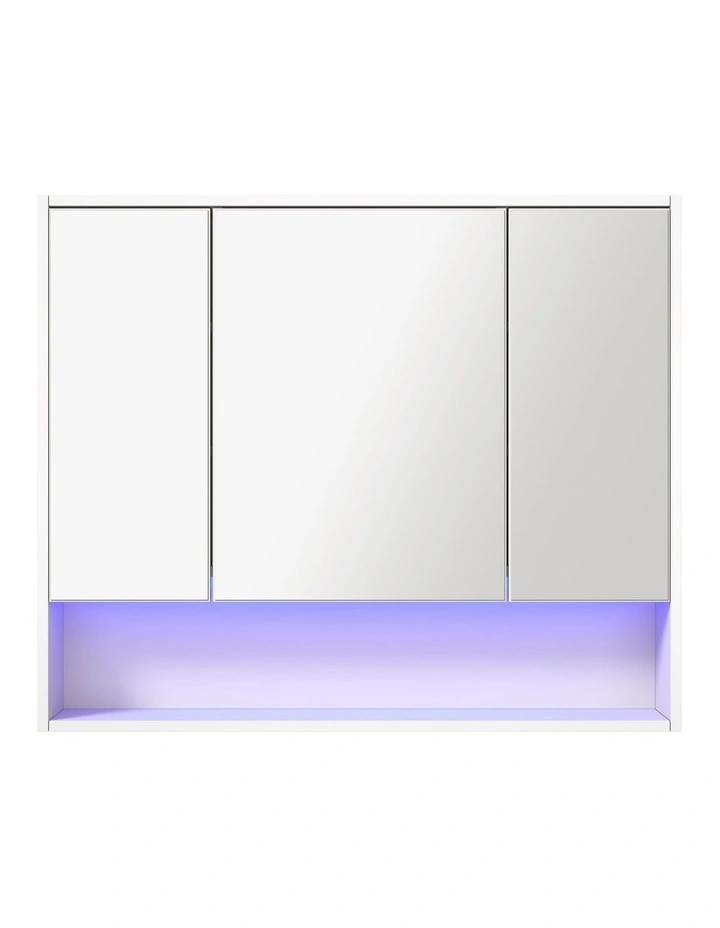 Welba Bathroom Mirror Cabinet LED Light Medicine Shaving Wall Storage 900x750mm image 2