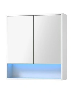 Welba Bathroom Mirror Cabinet LED Light Medicine Shaving Wall Storage 750x750mm