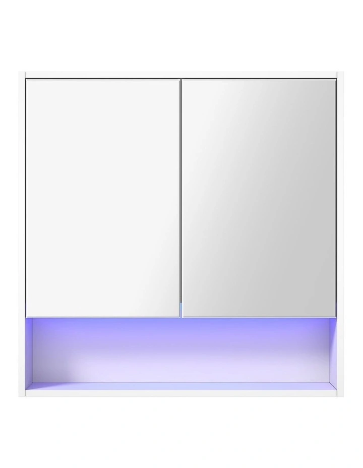 Welba Bathroom Mirror Cabinet LED Light Medicine Shaving Wall Storage 750x750mm image 2