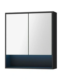 Welba Bathroom Mirror Cabinet LED Medicine Shaving Wall Storage 750x750mm Black