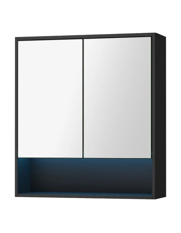 Welba Bathroom Mirror Cabinet LED Medicine Shaving Wall Storage 750x750mm Black image 1