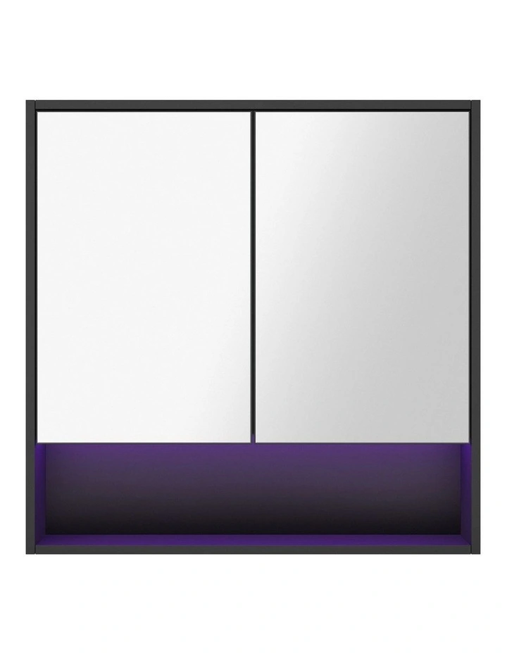 Welba Bathroom Mirror Cabinet LED Medicine Shaving Wall Storage 750x750mm Black image 2