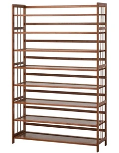 Oikiture Shoe Rack Storage Organizer Bamboo Stand 8 Shelves Brown