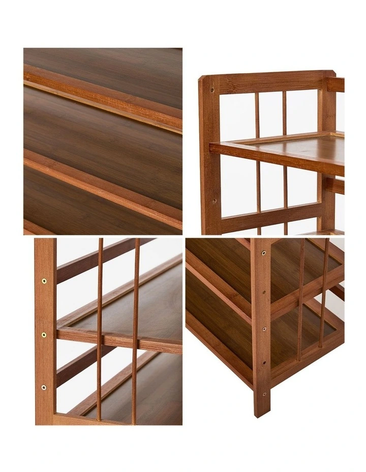 Oikiture Shoe Rack Storage Organizer Bamboo Stand 8 Shelves Brown image 6