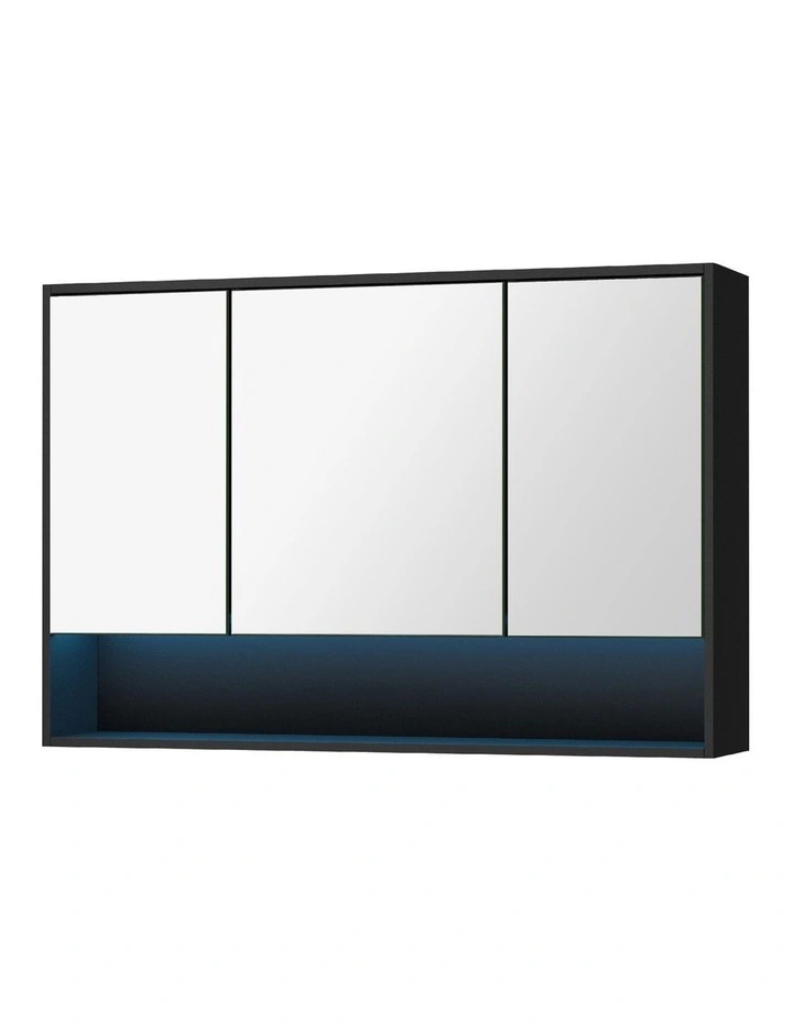 Welba Bathroom Mirror Cabinet LED Medicine Shaving Wall Storage 1200x750mm Black image 1