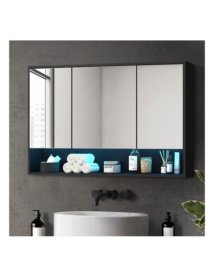 Welba Bathroom Mirror Cabinet LED Medicine Shaving Wall Storage 1200x750mm Black image 4
