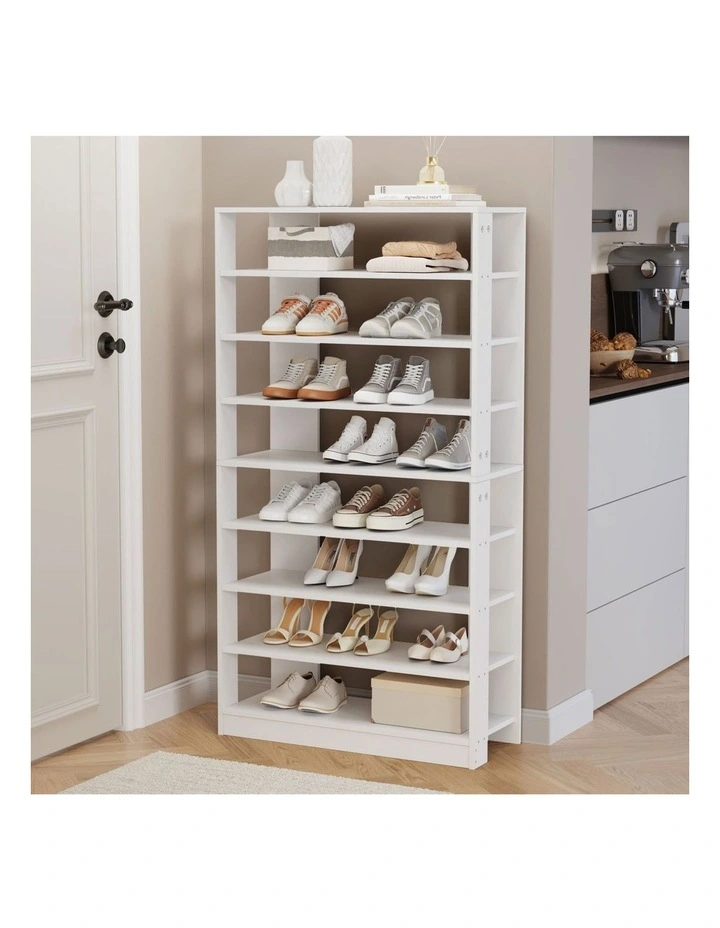 Oikiture Shoe Rack 9 Tiers Shelf Storage Cabinet Organiser 54 Pairs White image 4