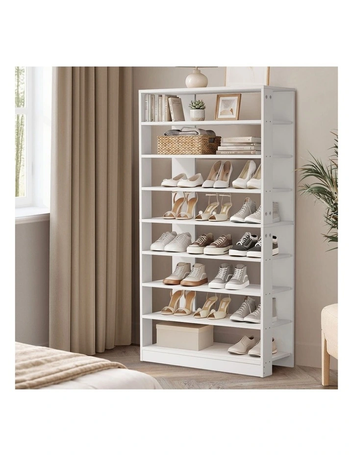Oikiture Shoe Rack 9 Tiers Shelf Storage Cabinet Organiser 54 Pairs White image 5