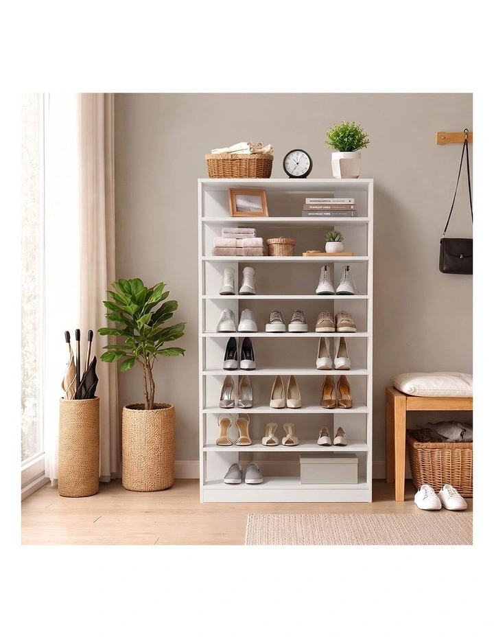 Oikiture Shoe Rack 9 Tiers Shelf Storage Cabinet Organiser 54 Pairs White image 7