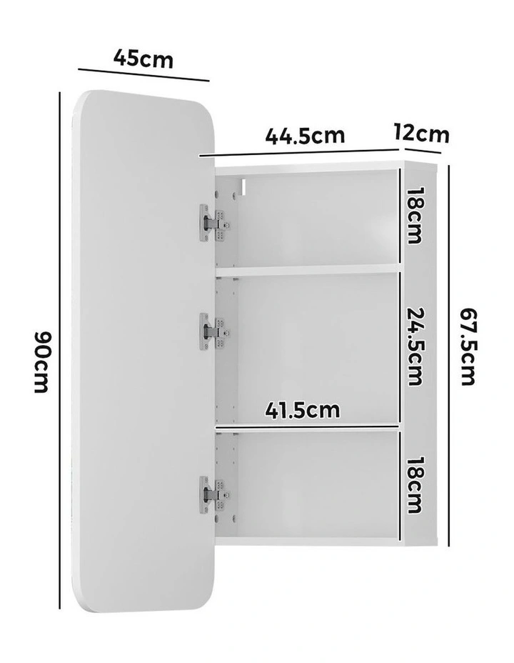 Welba Bathroom Mirror Cabinet Organiser 3-Tier Adjustable Shelves Makeup White image 3