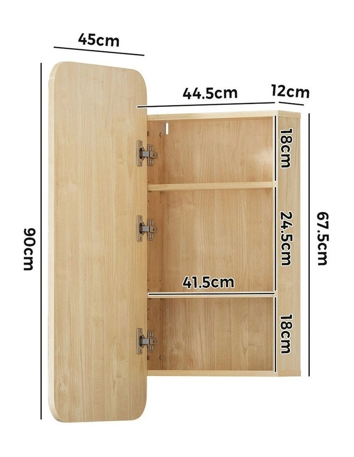 Welba Bathroom Mirror Cabinet Organiser 3-Tier Adjustable Shelves Makeup Natural image 3