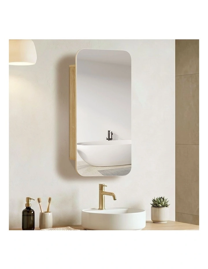 Welba Bathroom Mirror Cabinet Organiser 3-Tier Adjustable Shelves Makeup Natural image 4