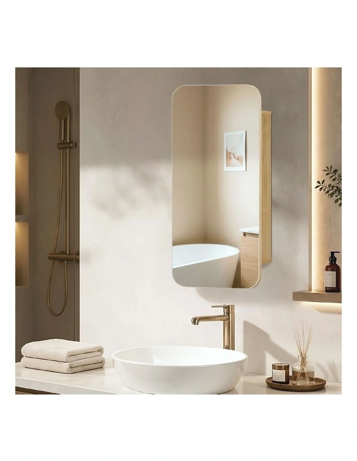 Welba Bathroom Mirror Cabinet Organiser 3-Tier Adjustable Shelves Makeup Natural image 5