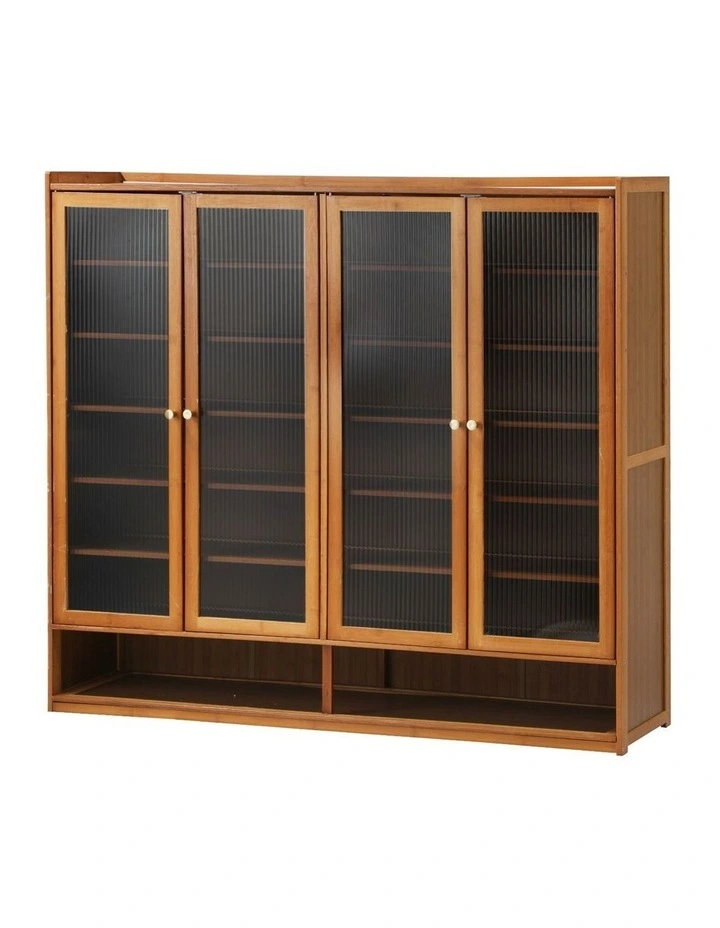 Oikiture Shoe Cabinet Shoes Storage Rack Organiser 4 Doors Shelf Brown image 1