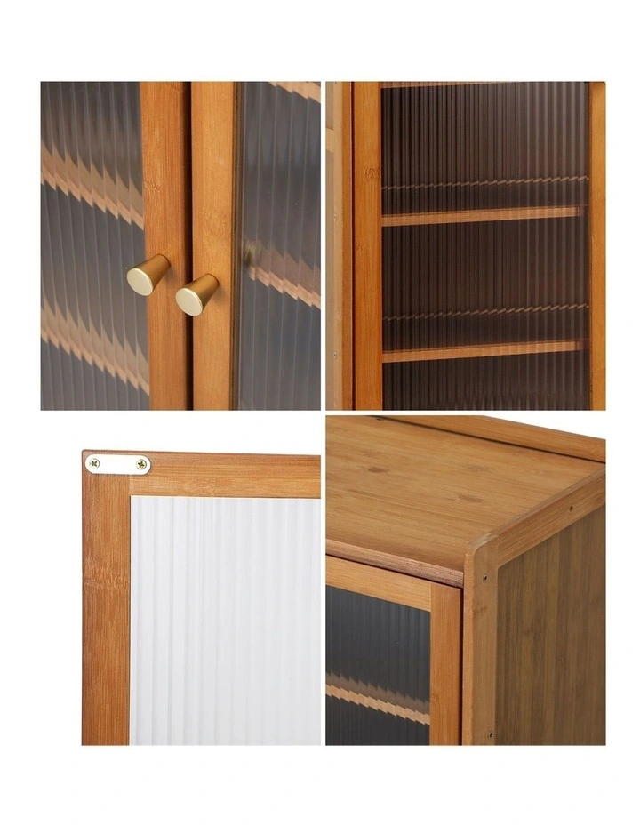 Oikiture Shoe Cabinet Shoes Storage Rack Organiser 4 Doors Shelf Brown image 7