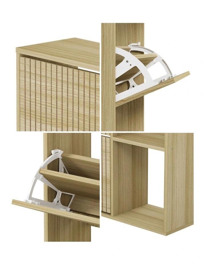 Oikiture Shoe Rack Storage Cabinet with Display Shelves Organiser Natural image 7