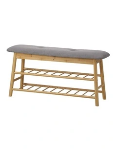 Oikiture Shoe Storage Bench Bamboo Shoes Rack Cabinet Shelf Organiser Stool 90cm